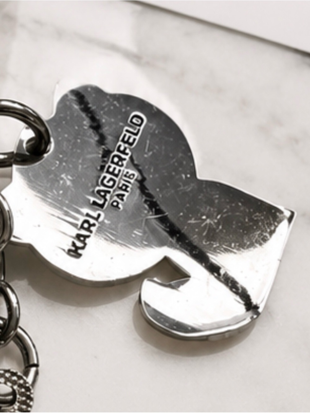 Karl Lagerfeld Paris Eiffel Tower Keychain/Bag Charm – Silver Tone – Authentic - Picture 3 of 4